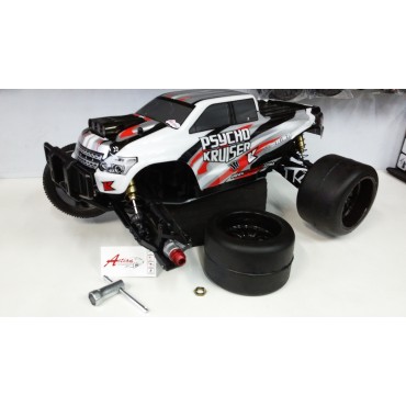 PAR DE PNEUS SLICK COM RODAS PRETAS ON ROAD PARA KYOSHO PSYCHO KRUISER 1/8 SEXTAVADO DE 17mm PPK S138